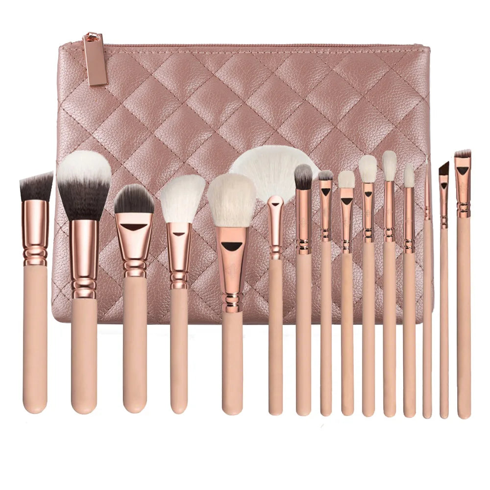 15-Piece Premium Makeup Brush Set with Case