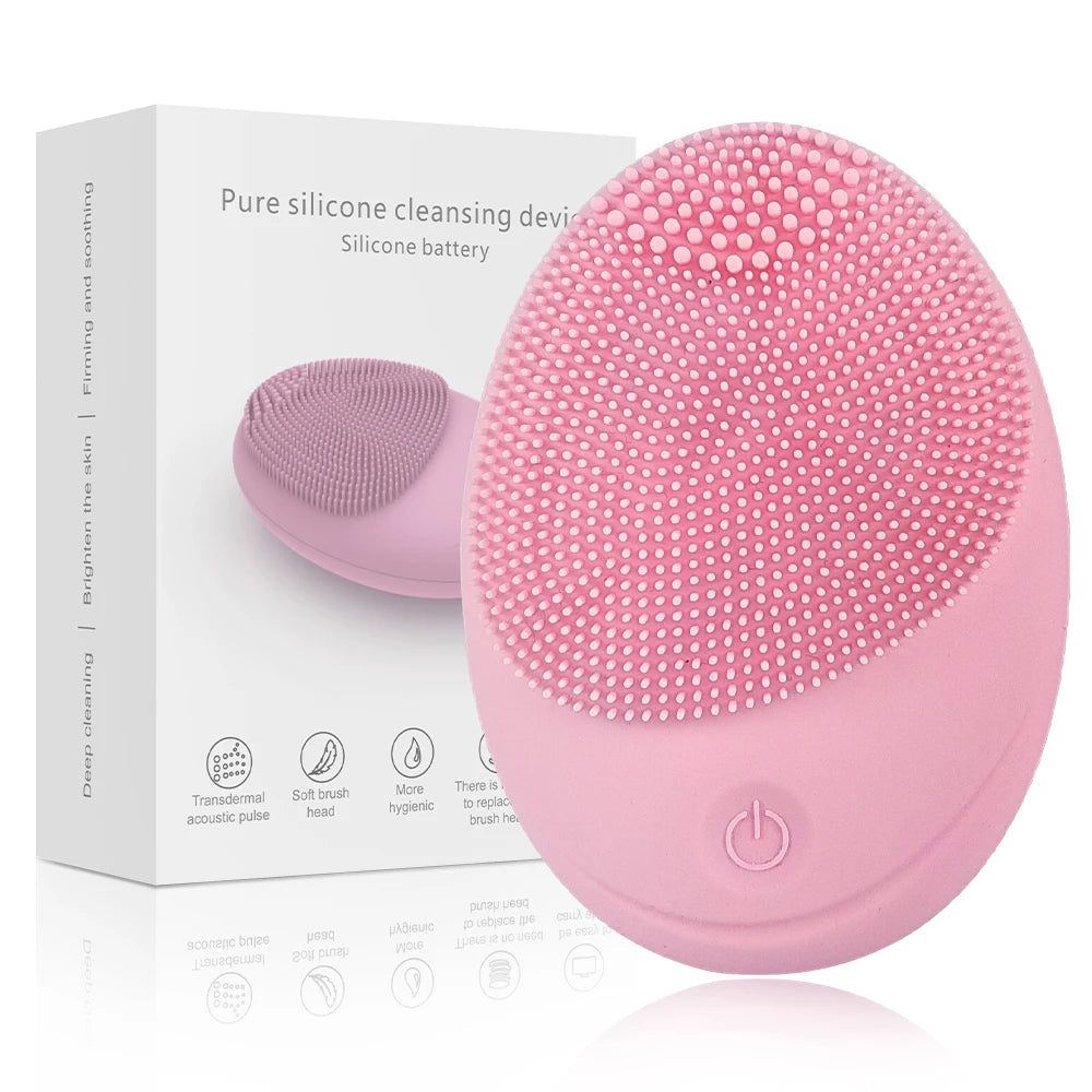 Sonic Silicone Facial Cleansing Brush - pink