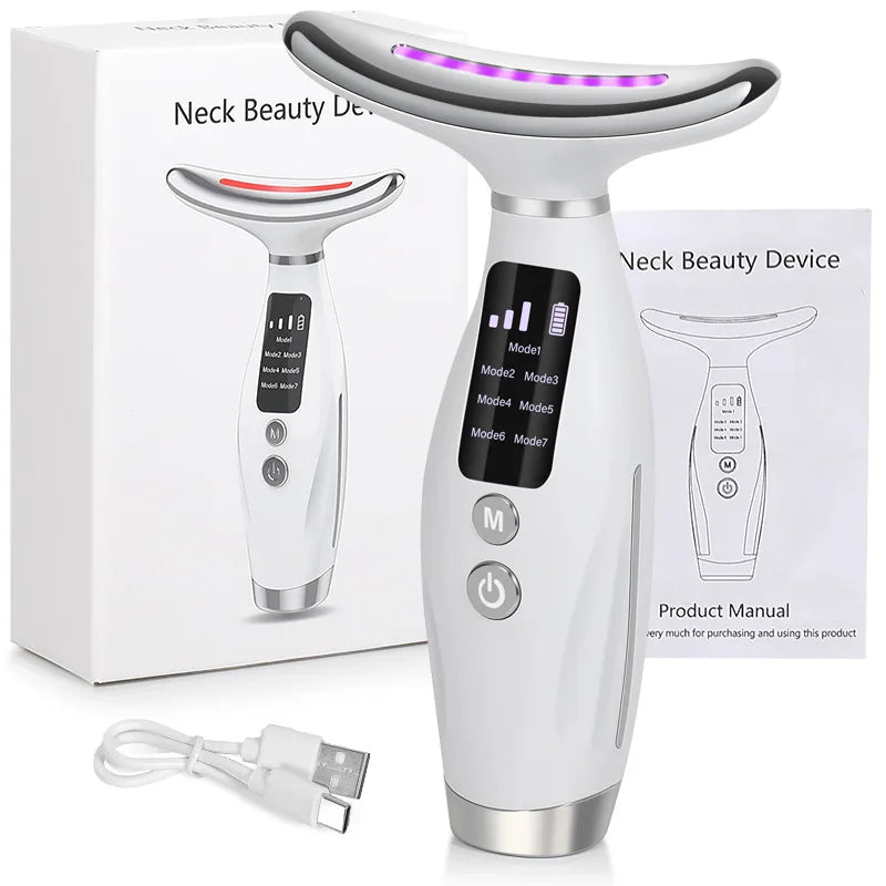 EMS Microcurrent Face and Neck Massager with LED - white