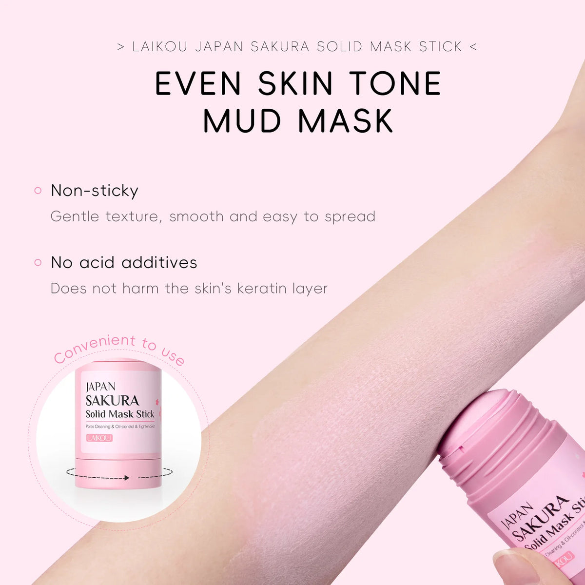 LAIKOU Sakura Mud Mask Stick – skin care masks & peels, view 7