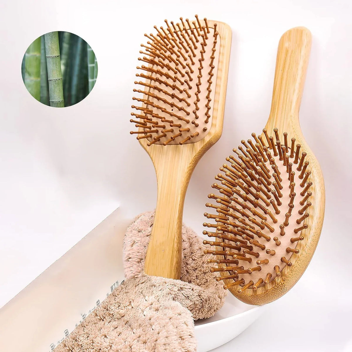 Natural Bamboo Paddle Hairbrush – combs & brushes, view 4
