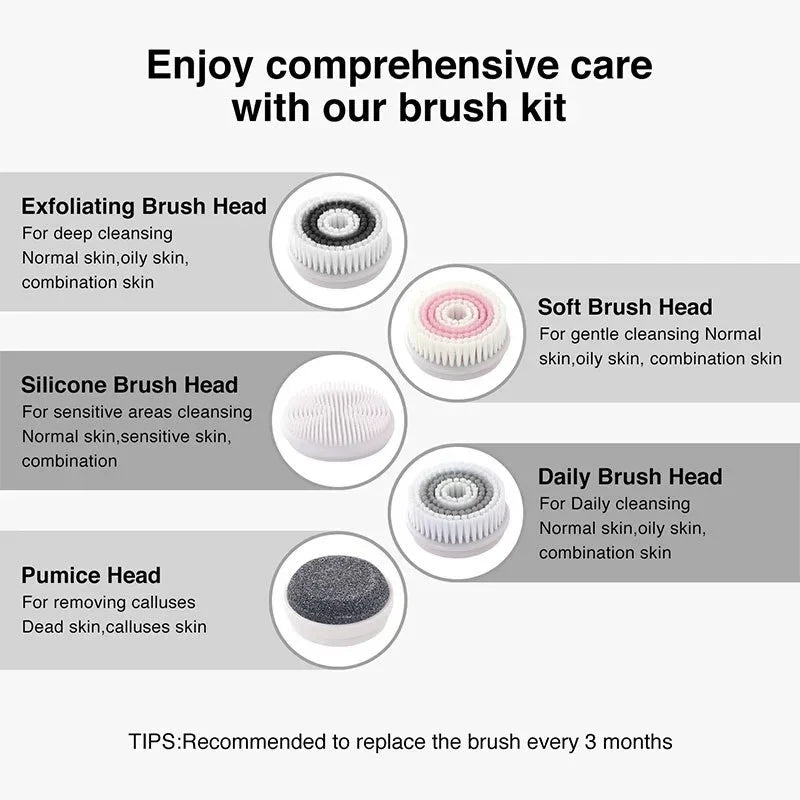 Electric Facial Cleansing Brush with 5 Heads – skin cleansing brushes, view 6