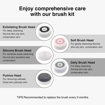 Electric Facial Cleansing Brush with 5 Heads – skin cleansing brushes, view 6