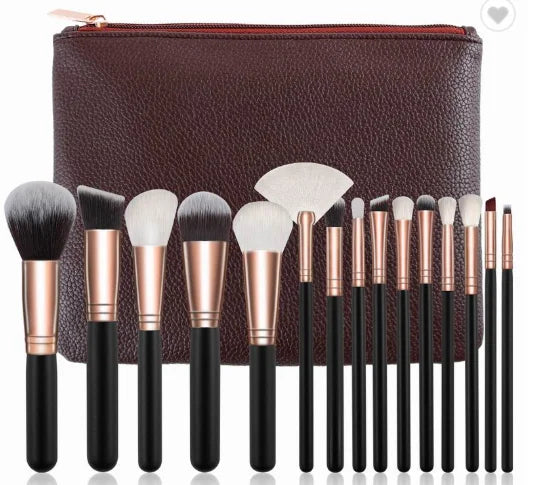 15-Piece Premium Makeup Brush Set with Case