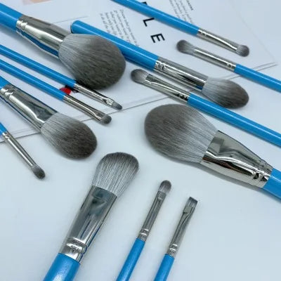 13-Piece Vegan Makeup Brush Set (Blue)