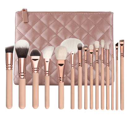 15-Piece Premium Makeup Brush Set with Case