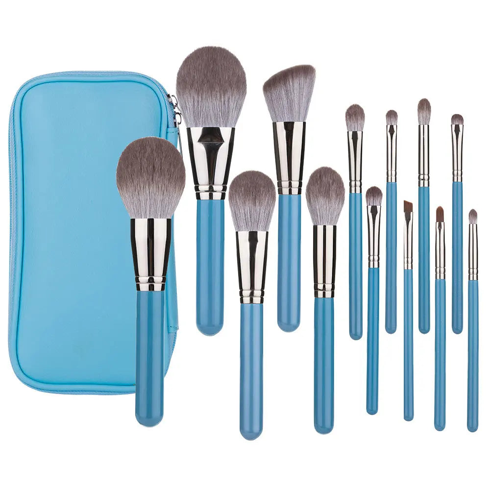 13-Piece Vegan Makeup Brush Set (Blue)