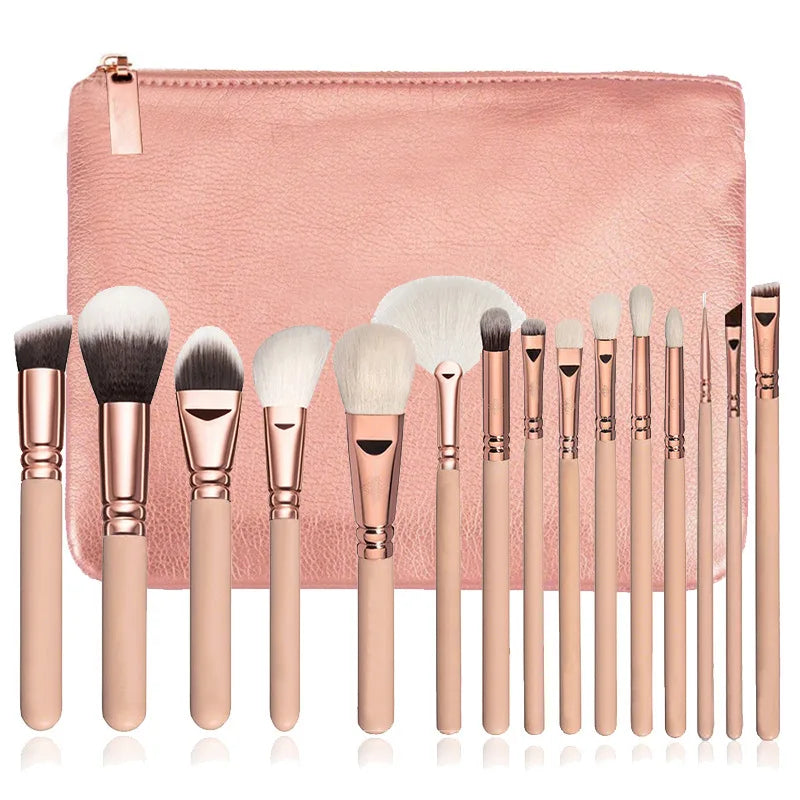 15-Piece Premium Makeup Brush Set with Case