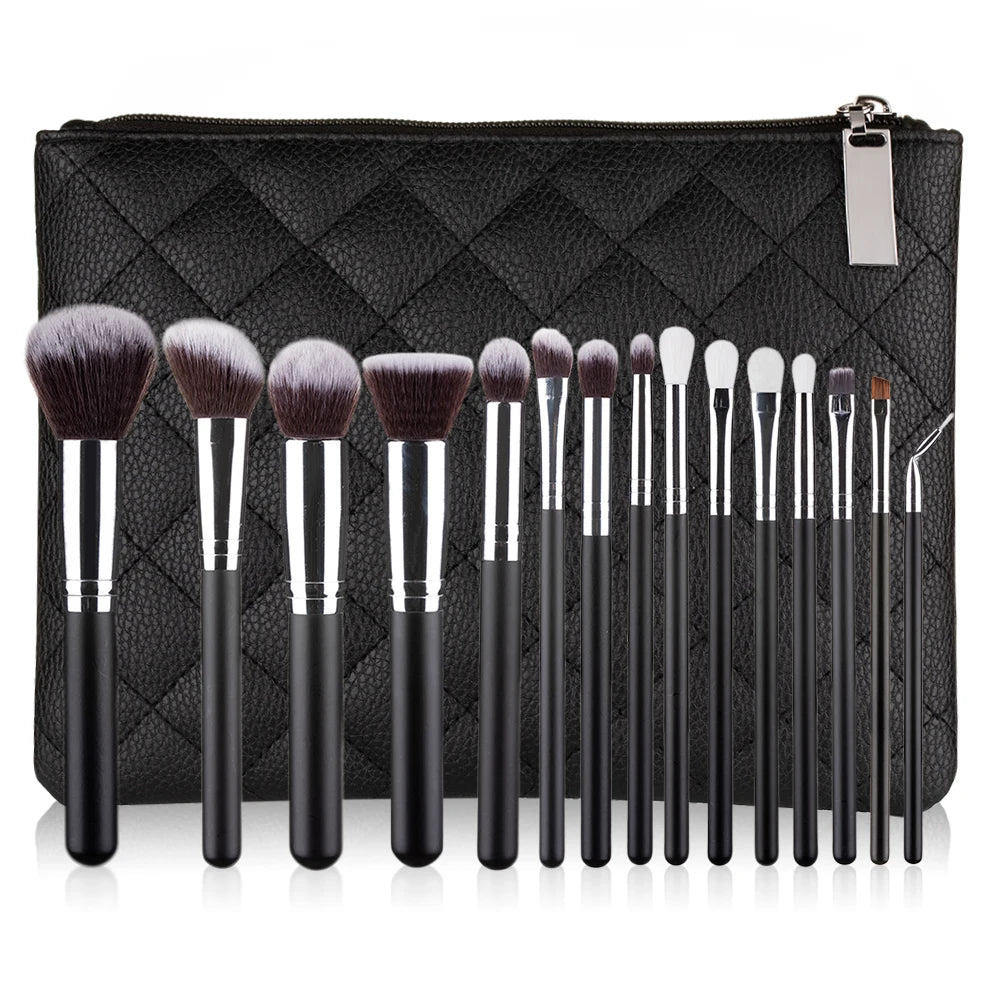 15-Piece Premium Makeup Brush Set with Case