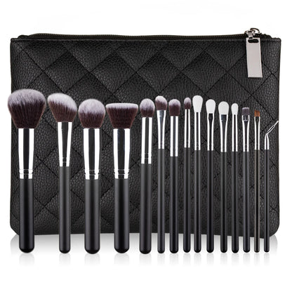 15-Piece Premium Makeup Brush Set with Case