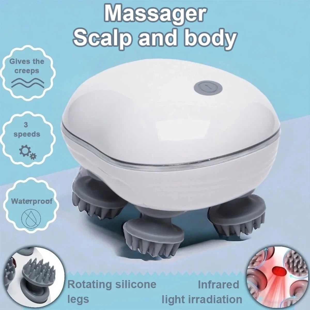 Waterproof Scalp Massager with Adjustable Speed