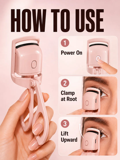 How to use the heated eyelash curler in 3 steps