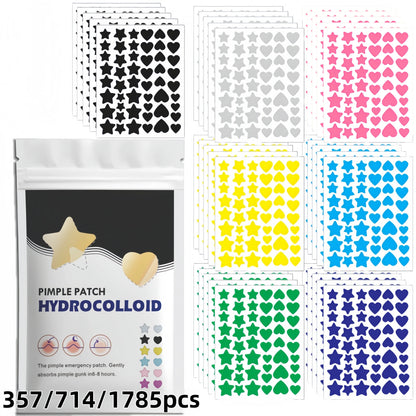 Rainbow star and heart hydrocolloid pimple patches 714 pack