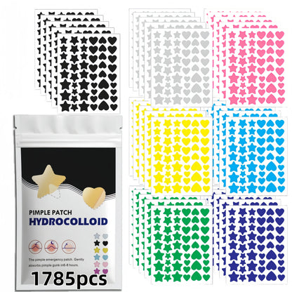 Hydrocolloid pimple patches on skin