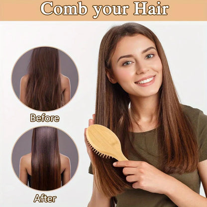 Natural Bamboo Paddle Hairbrush – combs & brushes, view 3