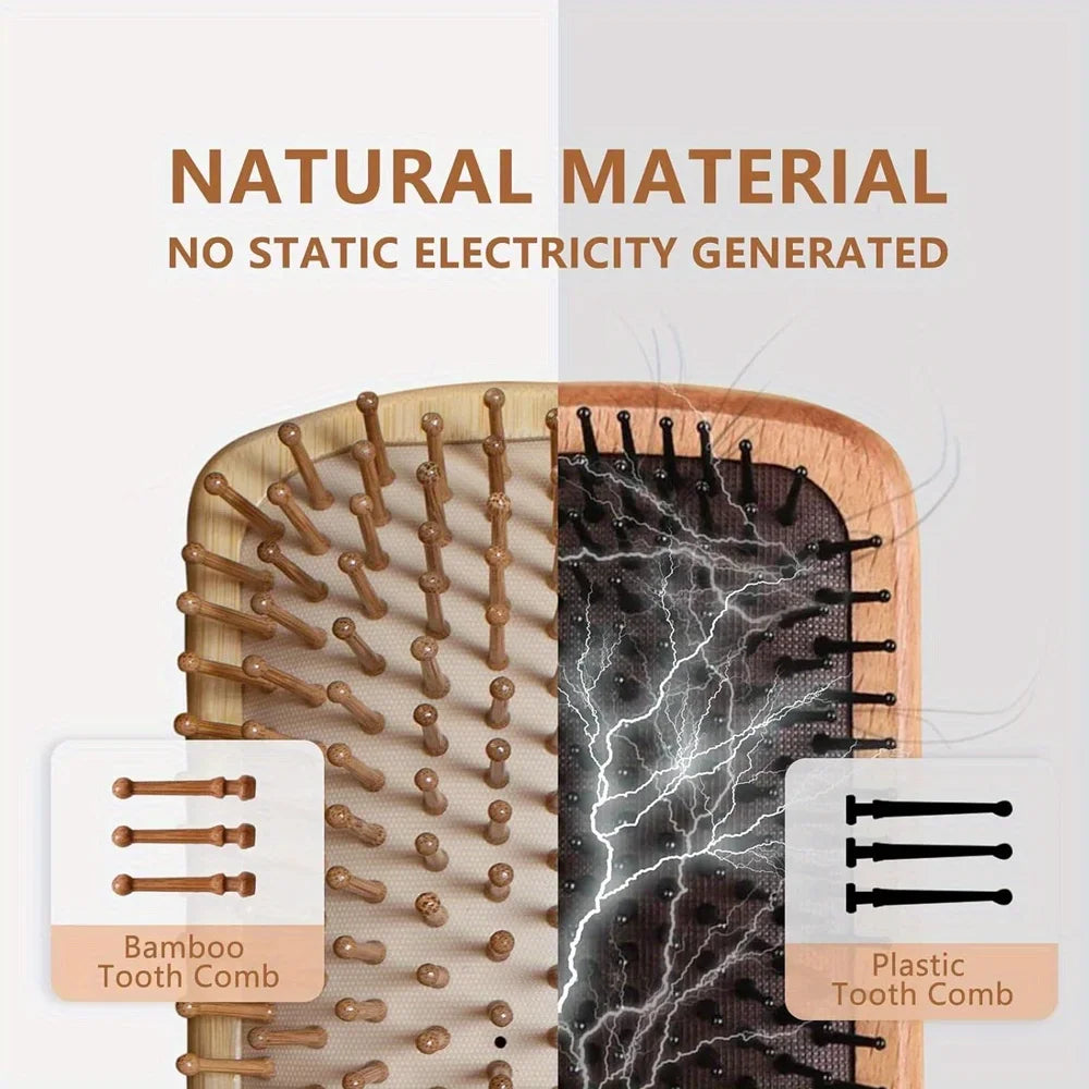Natural Bamboo Paddle Hairbrush – combs & brushes, view 2