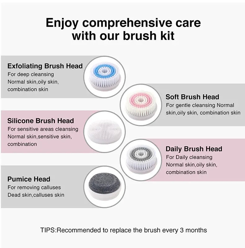 Electric Facial Cleansing Brush with 5 Heads – skin cleansing brushes, view 3