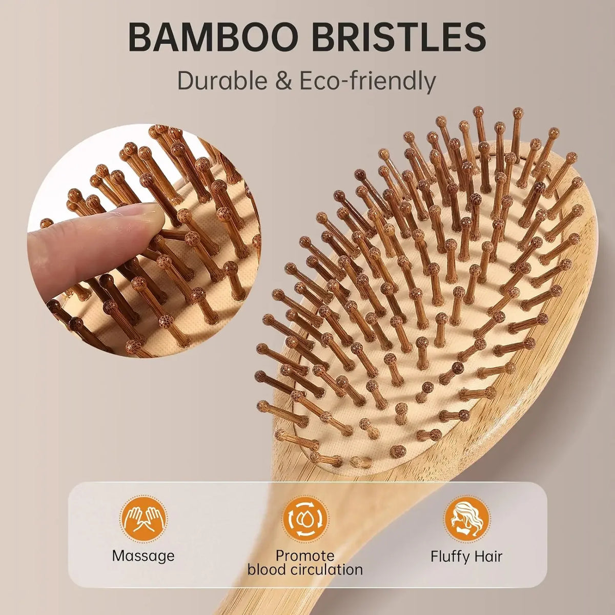 Natural Bamboo Paddle Hairbrush – combs & brushes, view 8