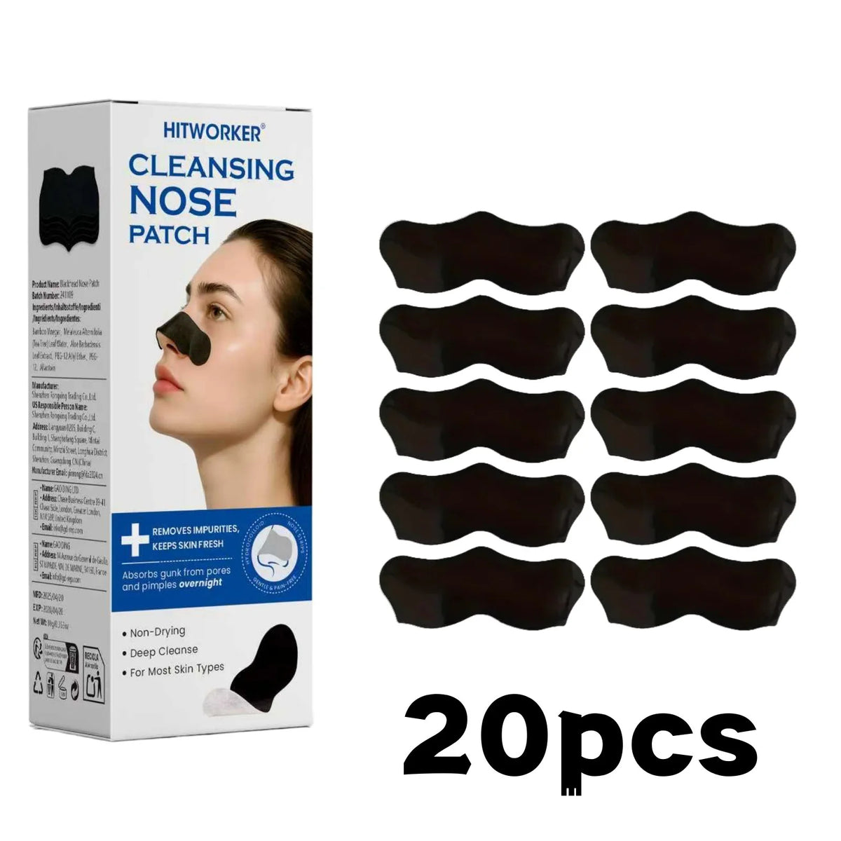 HITWORKER Charcoal Nose Pore Strips – box of 20