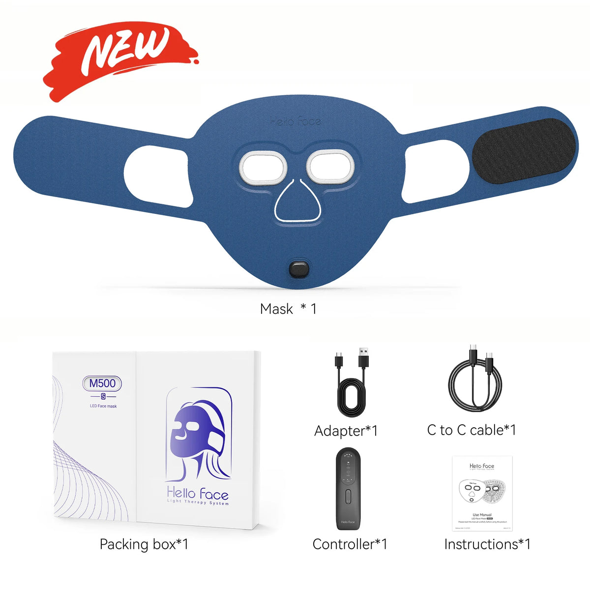 Hello Face M500 Wireless Red & Near-Infrared LED Face Mask