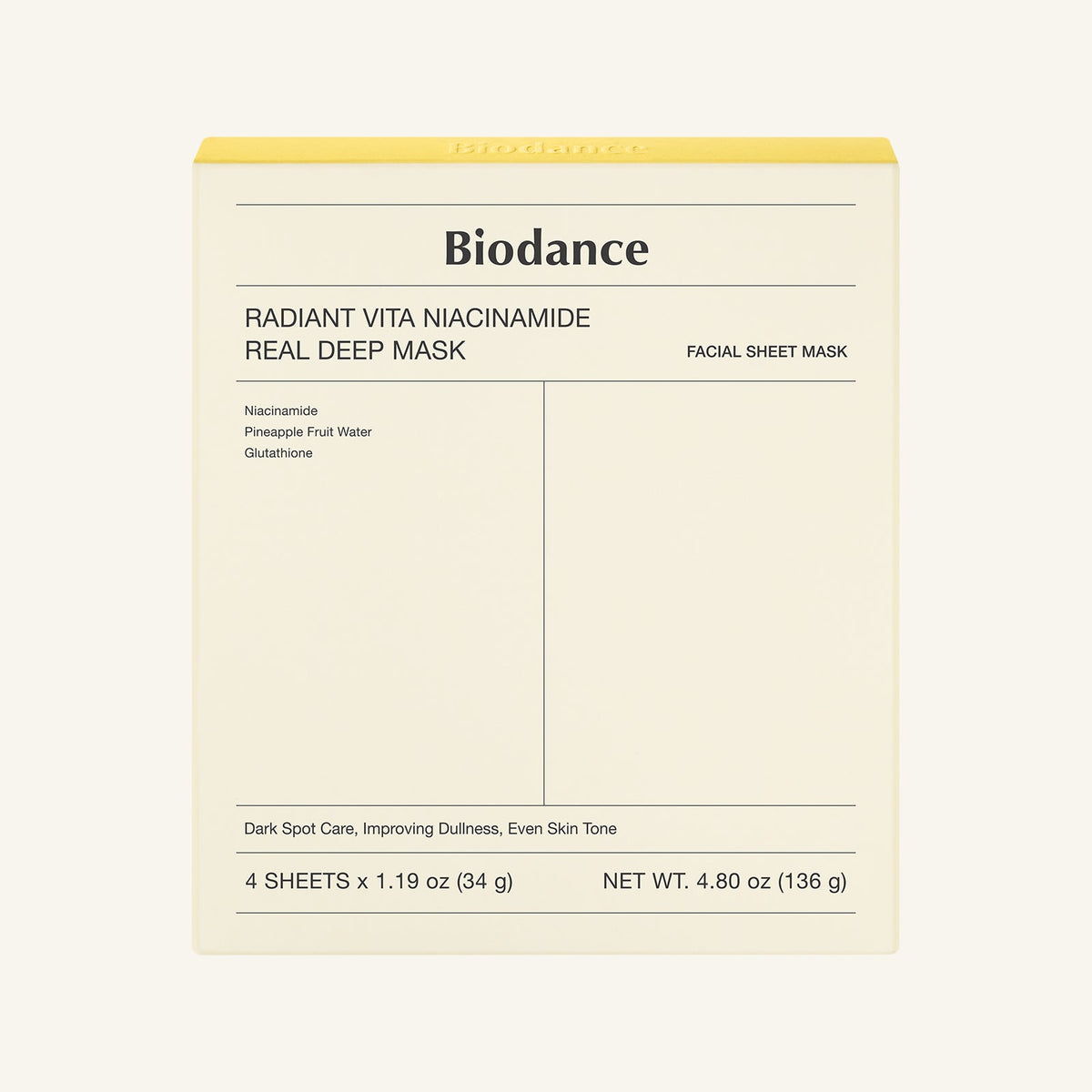 Biodance Radiant Vita Niacinamide Real Deep Mask (4 sheets)